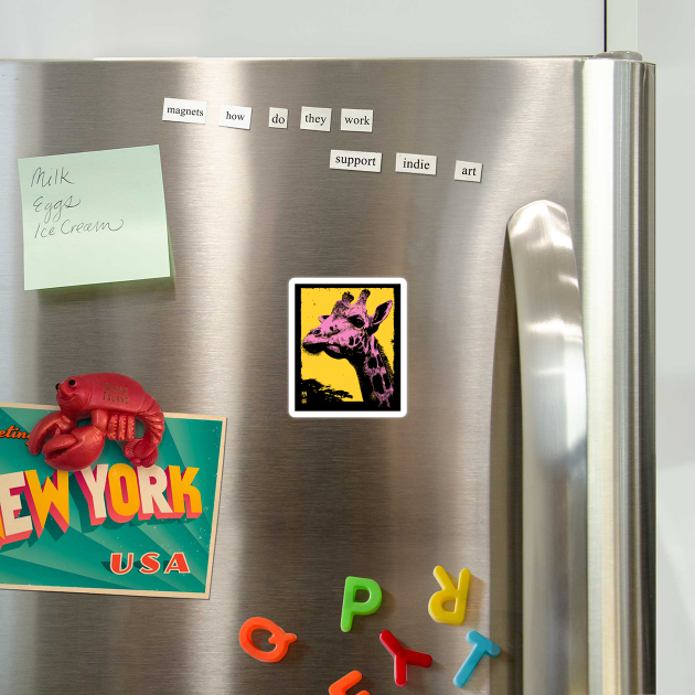 Elegant Giraffe Head Japanese Art | Pink & Yellow Ukiyo-e Style by TuncGK